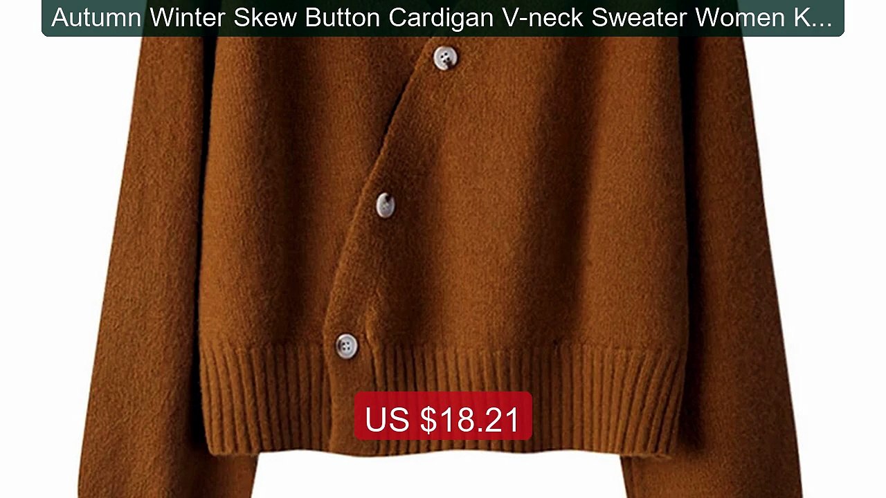 Autumn Winter Skew Button Cardigan V-neck Sweater Women Knitted Lo... -- Best Deal 2026 | Shop Now!