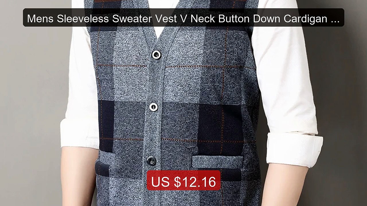 Mens Sleeveless Sweater Vest V Neck Button Down Cardigan Sweaters K... -- Top Rated 2026 | Buy Now!