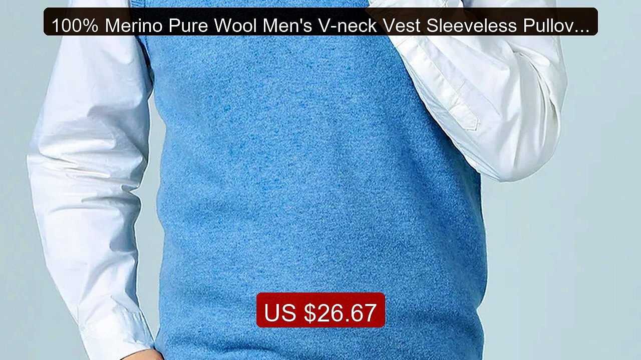 100% Merino Pure Wool Men's V-neck Vest Sleeveless Pullover Autumn ... -- Top Rated 2026 | Buy Now!