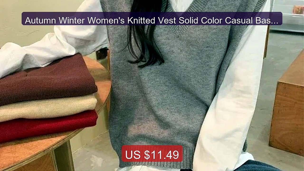 Autumn Winter Women's Knitted Vest Solid Color Casual Basic V-Neck... -- Best Deal 2026 | Shop Now!