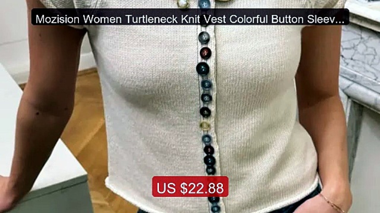 Mozision Women Turtleneck Knit Vest Colorful Button Sleeveless... -- Best Buy 2026 | Great Quality!