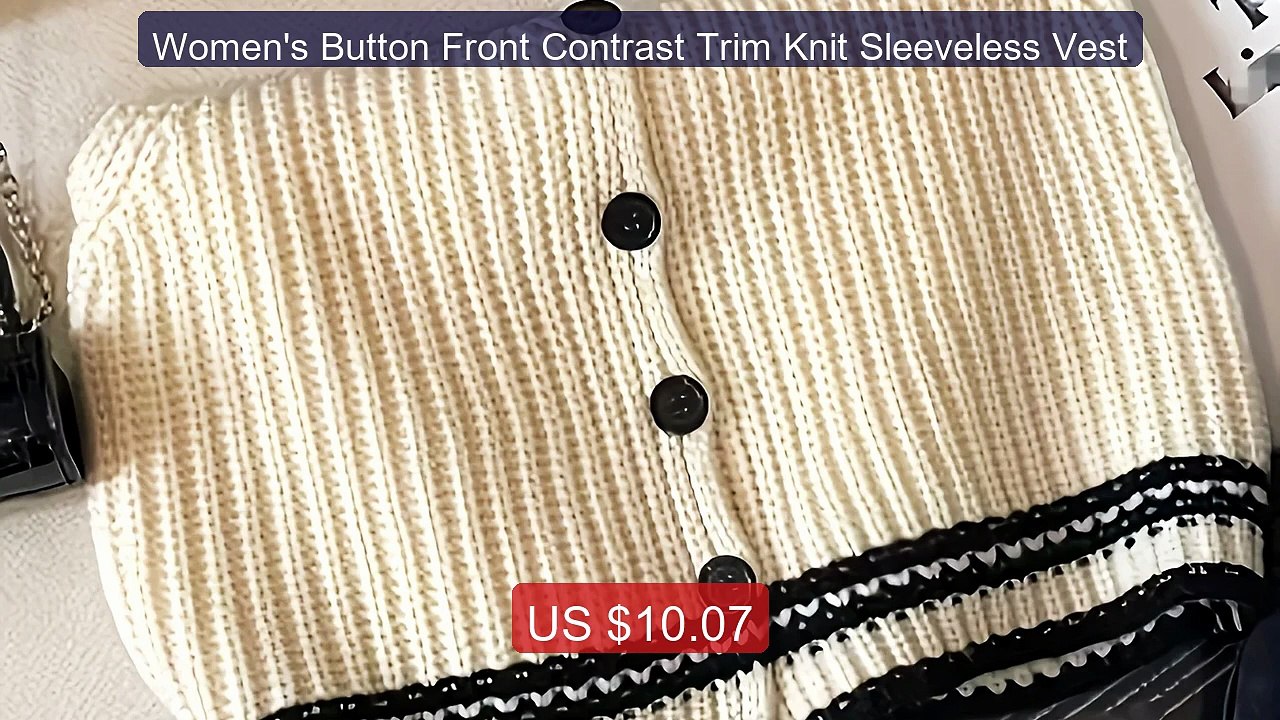 Women's Button Front Contrast Trim Knit Sleeveless Vest -- Amazing Value 2026 | Must Have!