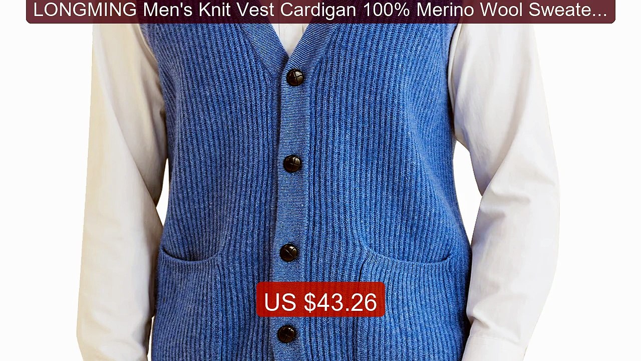 LONGMING Men's Knit Vest Cardigan 100% Merino Wool Sweater ... -- Top Pick 2026 | Unbeatable Price!