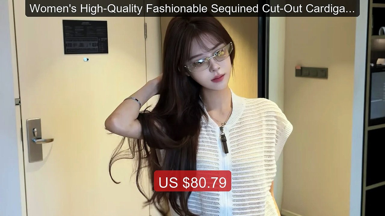 Women's High-Quality Fashionable Sequined Cut-Out Cardigan Ves... -- Hot Deal 2026 | Limited Offer!