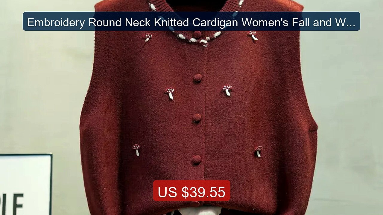Embroidery Round Neck Knitted Cardigan Women's Fall and Win... -- Top Pick 2026 | Unbeatable Price!