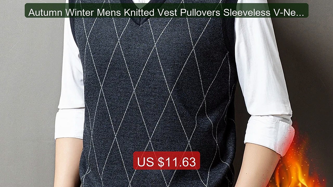 Autumn Winter Mens Knitted Vest Pullovers Sleeveless V-Neck S... -- Amazing Value 2026 | Must Have!