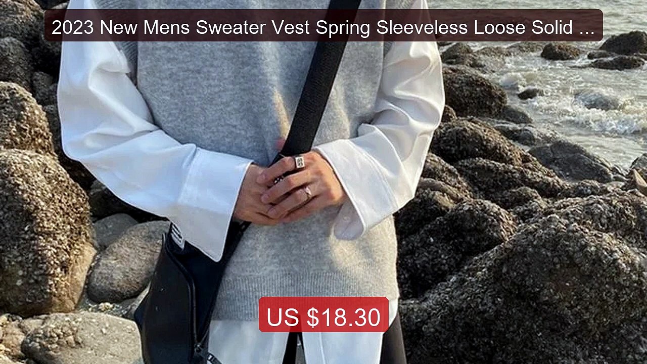 2023 New Mens Sweater Vest Spring Sleeveless Loose Solid Color... -- Hot Deal 2026 | Limited Offer!