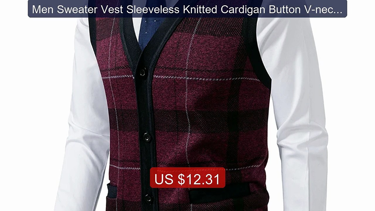 Men Sweater Vest Sleeveless Knitted Cardigan Button V-neck Wa... -- Amazing Value 2026 | Must Have!