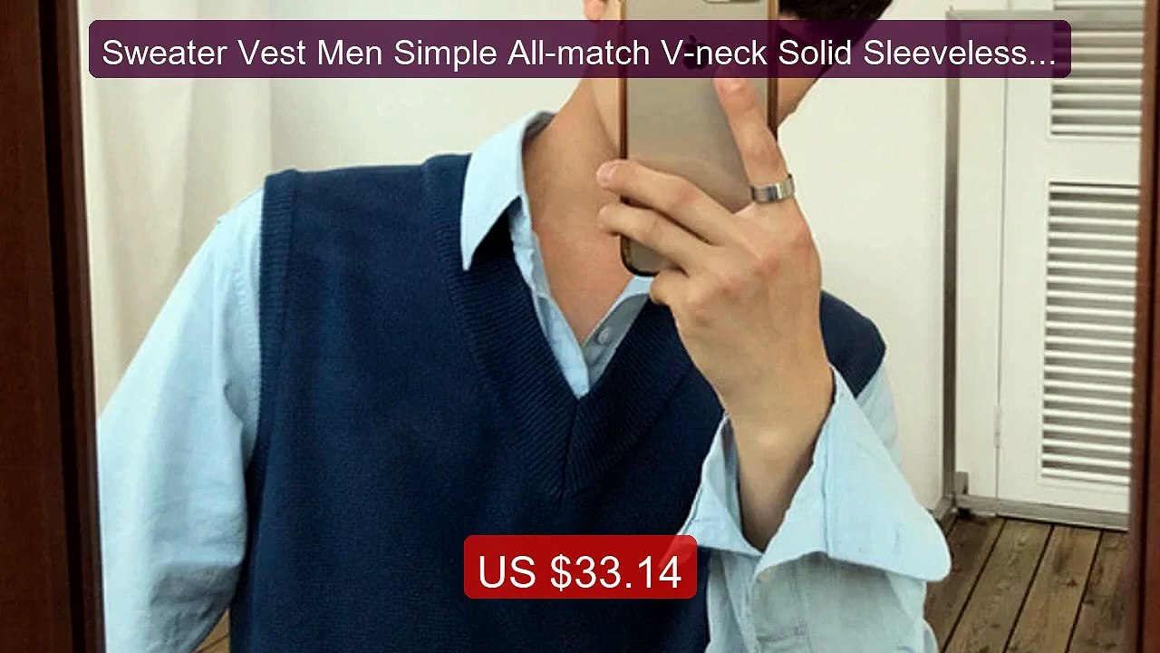 Sweater Vest Men Simple All-match V-neck Solid Sleeveless M... -- Top Pick 2026 | Unbeatable Price!