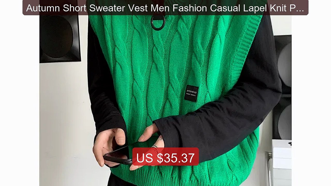 Autumn Short Sweater Vest Men Fashion Casual Lapel Knit Pullov... -- Best Buy 2026 | Great Quality!