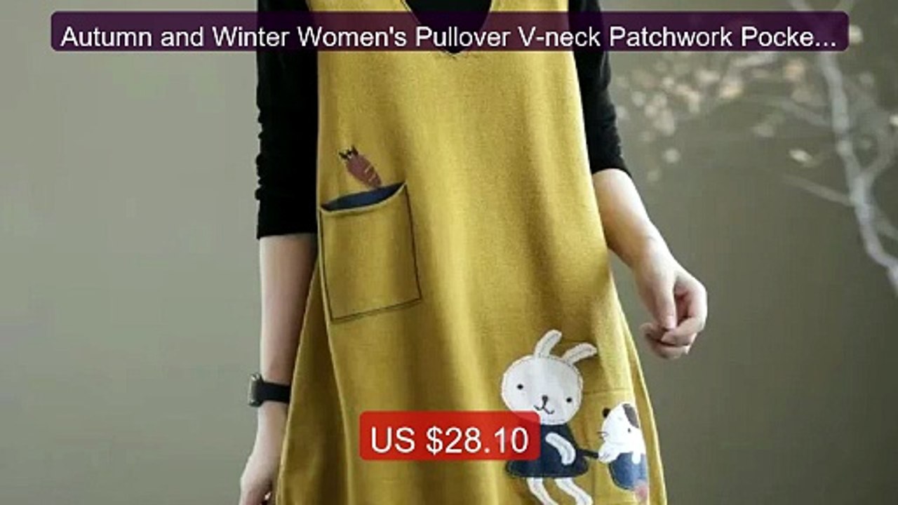 Autumn and Winter Women's Pullover V-neck Patchwork Pockets... -- Top Pick 2026 | Unbeatable Price!