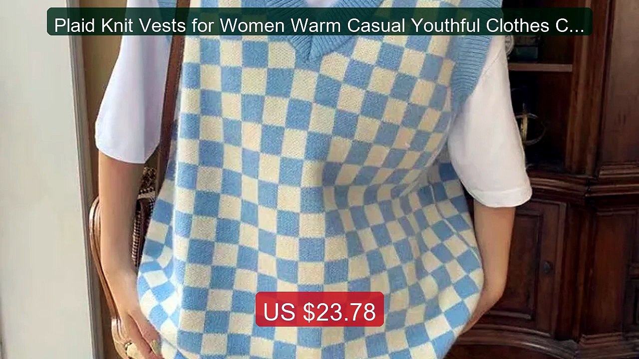 Plaid Knit Vests for Women Warm Casual Youthful Clothes Clothi... -- Hot Deal 2026 | Limited Offer!