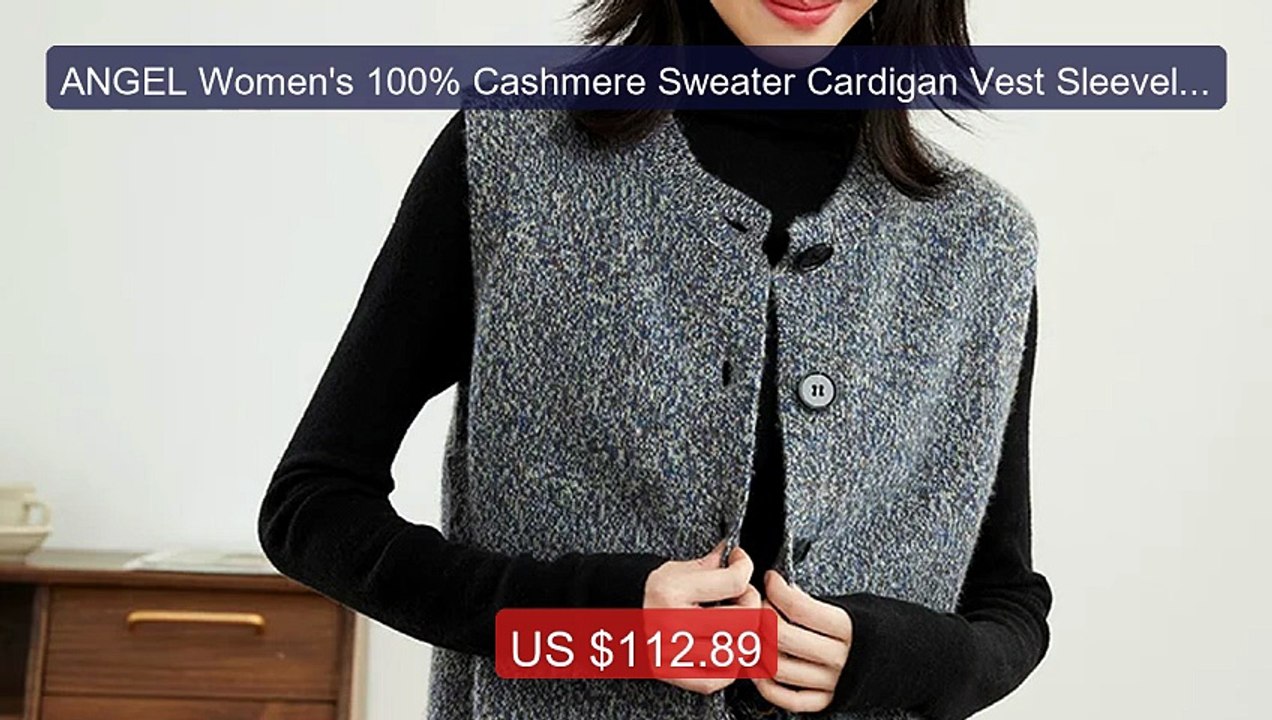 ANGEL Women's 100% Cashmere Sweater Cardigan Vest Sleeveless T... -- Hot Deal 2026 | Limited Offer!