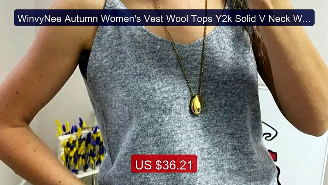 WinvyNee Autumn Women's Vest Wool Tops Y2k Solid V Neck Warm Soft ... -- Best Deal 2026 | Shop Now!