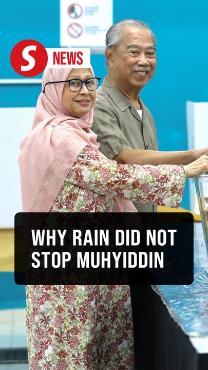 Johor polls: Muhyiddin, wife pay no heed to heavy rain to cast their ballots