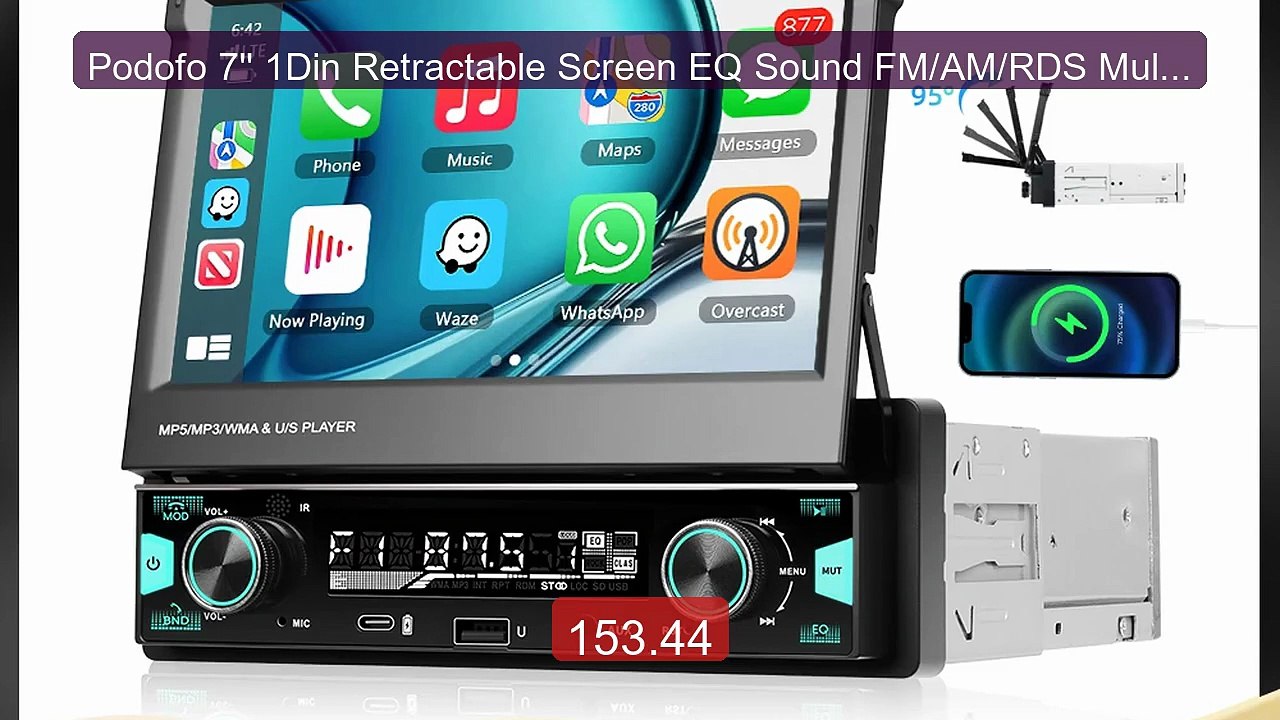 Podofo 7'' 1Din Retractable Screen EQ Sound FM/AM/RDS Multimed... -- Best Buy 2026 | Great Quality!