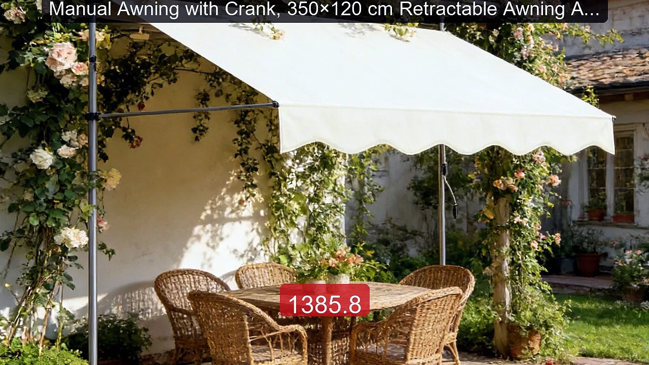 Manual Awning with Crank, 350×120 cm Retractable Awning Adjust... -- Hot Deal 2026 | Limited Offer!
