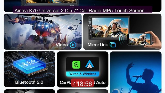Ainavi K70 Universal 2 Din 7 Car Radio MP5 Touch Screen Wireless ... Best Deal 2026 | Shop Now!