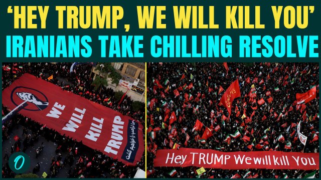 ‘We Will Kill Trump’: Iranians UNFURL Banners; Vows To Kill U.S Prez at Khamenei State Funeral