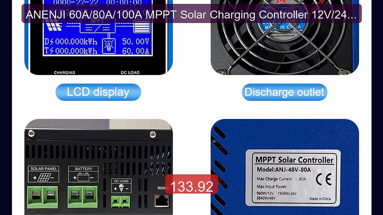 ANENJI 60A/80A/100A MPPT Solar Charging Control...