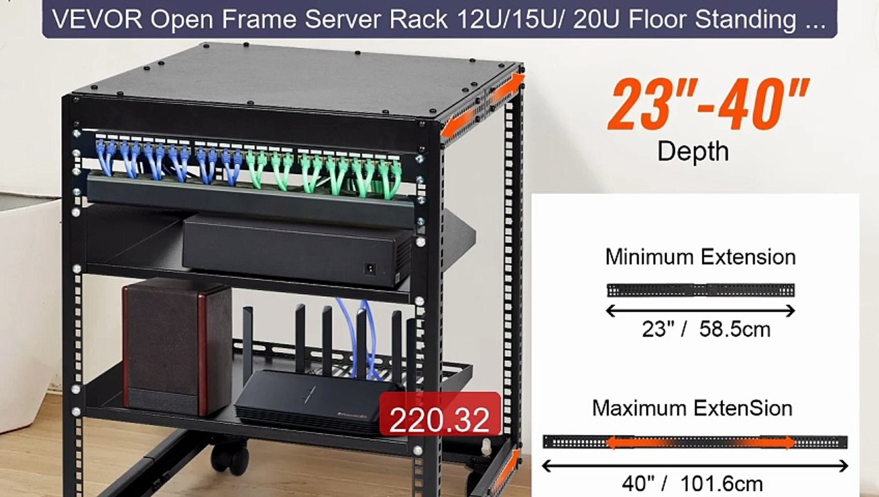 VEVOR Open Frame Server Rack 12U/15U/ 20U Floor Standing or W... -- Amazing Value 2026 | Must Have!