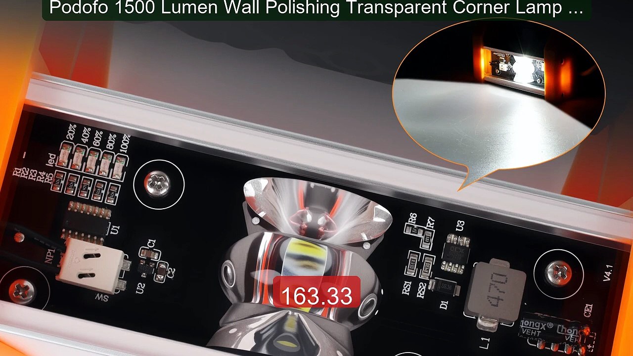 Podofo 1500 Lumen Wall Polishing Transparent Corner Lamp 155° ... -- Best Buy 2026 | Great Quality!