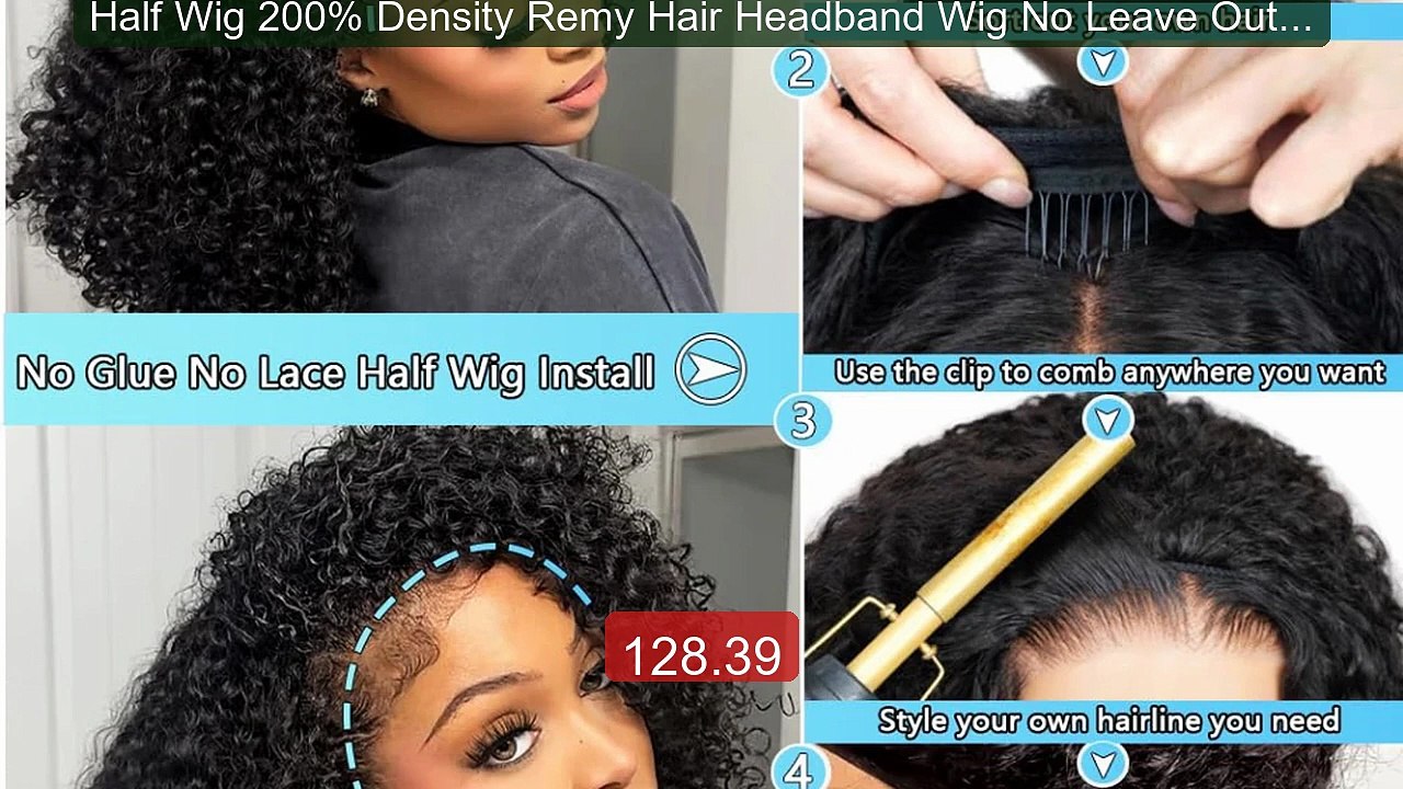 Half Wig 200% Density Remy Hair Headband Wig No Leave Out Curly Hu... -- Best Deal 2026 | Shop Now!
