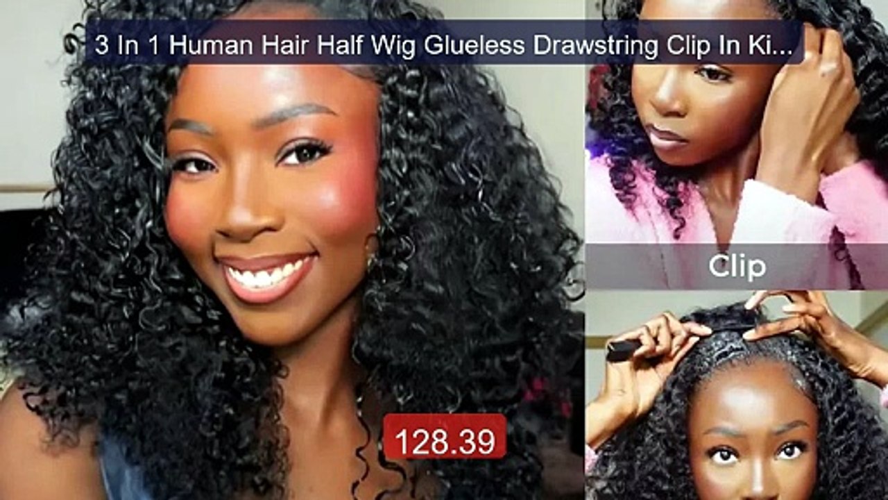 3 In 1 Human Hair Half Wig Glueless Drawstring Clip In Kink... -- Top Pick 2026 | Unbeatable Price!