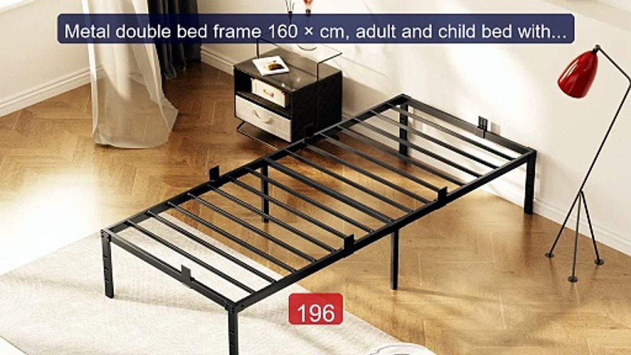 Metal double bed frame 160 × cm, adult and child bed with 14 s... -- Hot Deal 2026 | Limited Offer!