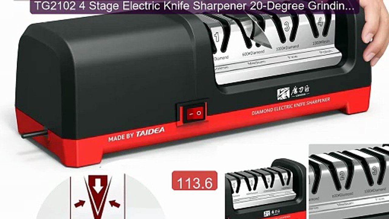 TG2102 4 Stage Electric Knife Sharpener 20-Degr...