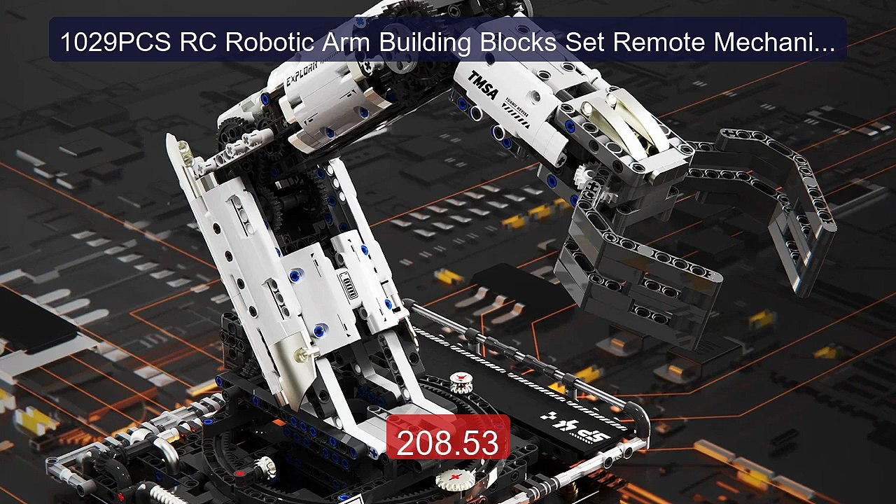 1029PCS RC Robotic Arm Building Blocks Set Remo...