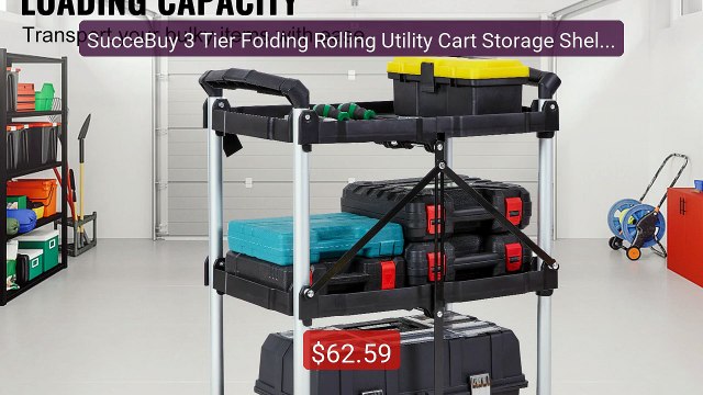 SucceBuy 3 Tier Folding Rolling Utility Cart Storage Shelf Movable ... Top Rated 2026 | Buy Now!