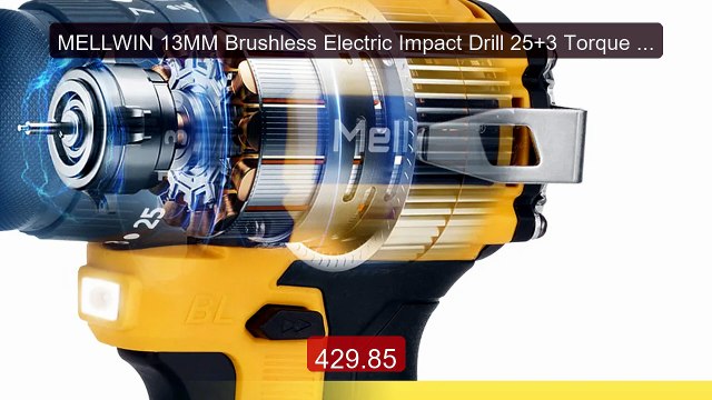 MELLWIN 13MM Brushless Electric Impact Drill 25+3 Torque Handheld F... Top Rated 2026 | Buy Now!