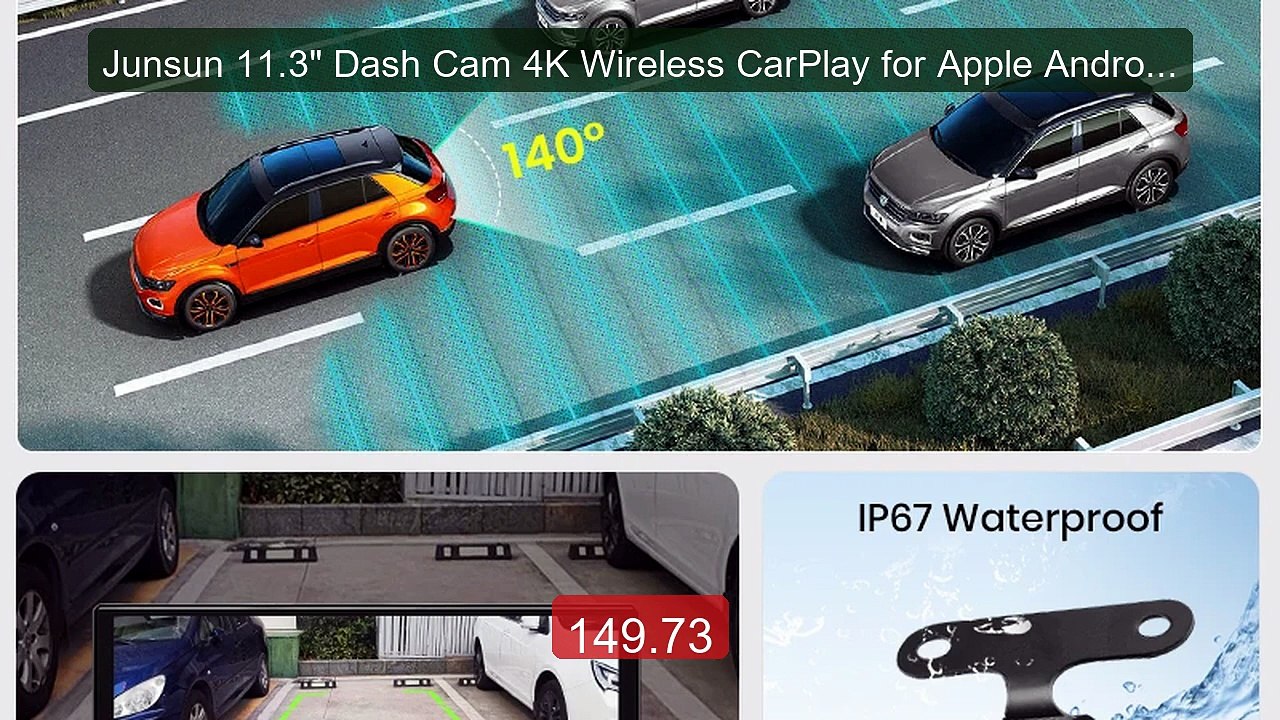 Junsun 11.3" Dash Cam 4K Wireless CarPlay for Apple Android Auto D... -- Best Deal 2026 | Shop Now!
