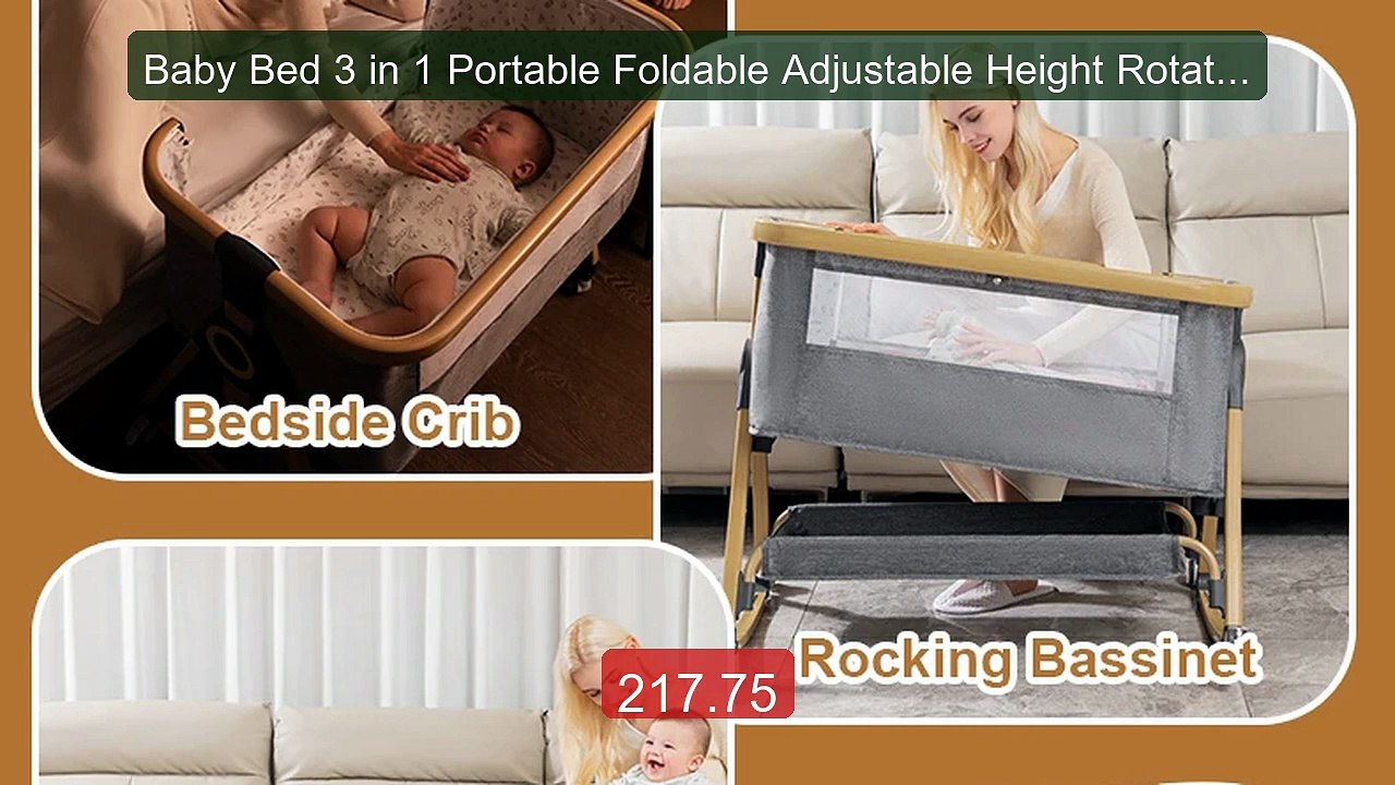 Baby Bed 3 in 1 Portable Foldable Adjustable Height Rotatable ... -- Best Buy 2026 | Great Quality!