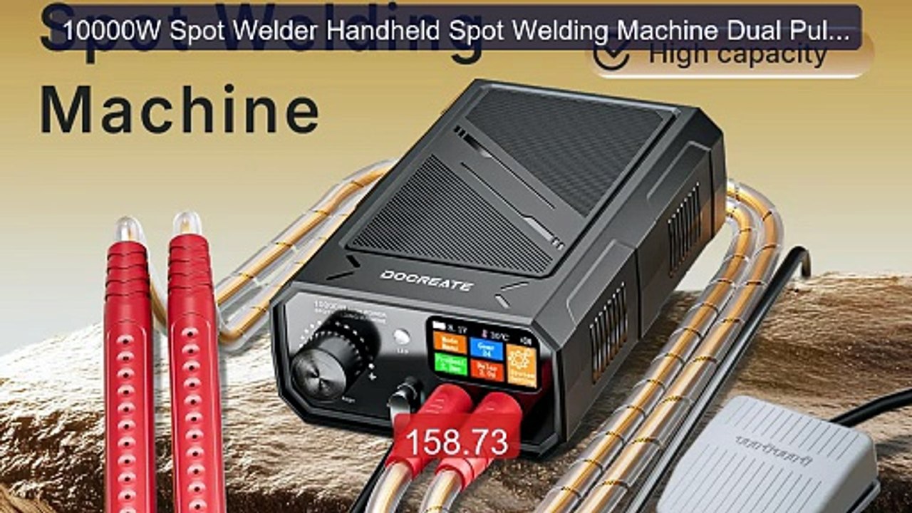 10000W Handheld Spot Welder – 18-Level Adjustable Output, 1200A Max, Auto/Foot Pedal Mode, 10000mAh Battery, For Li-Ion Battery Pack Assembly & DIY