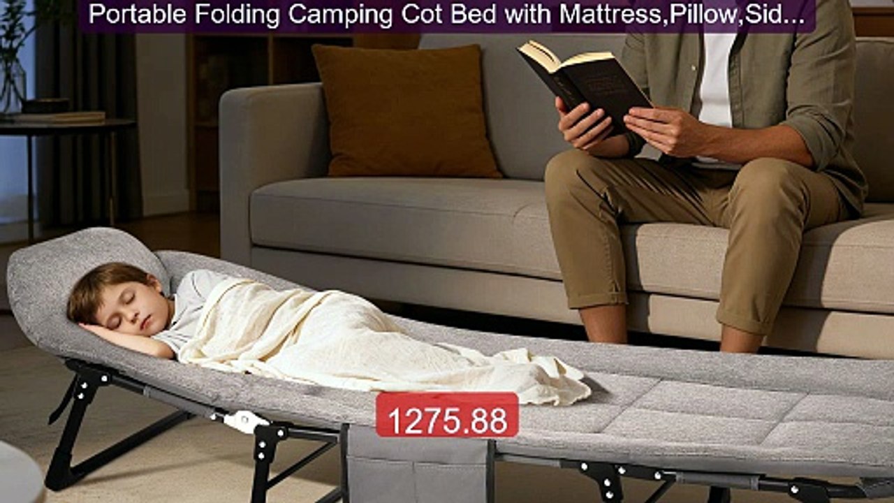 Portable Folding Camping Cot Bed with Mattress,Pillow,Side Poc... -- Hot Deal 2026 | Limited Offer!