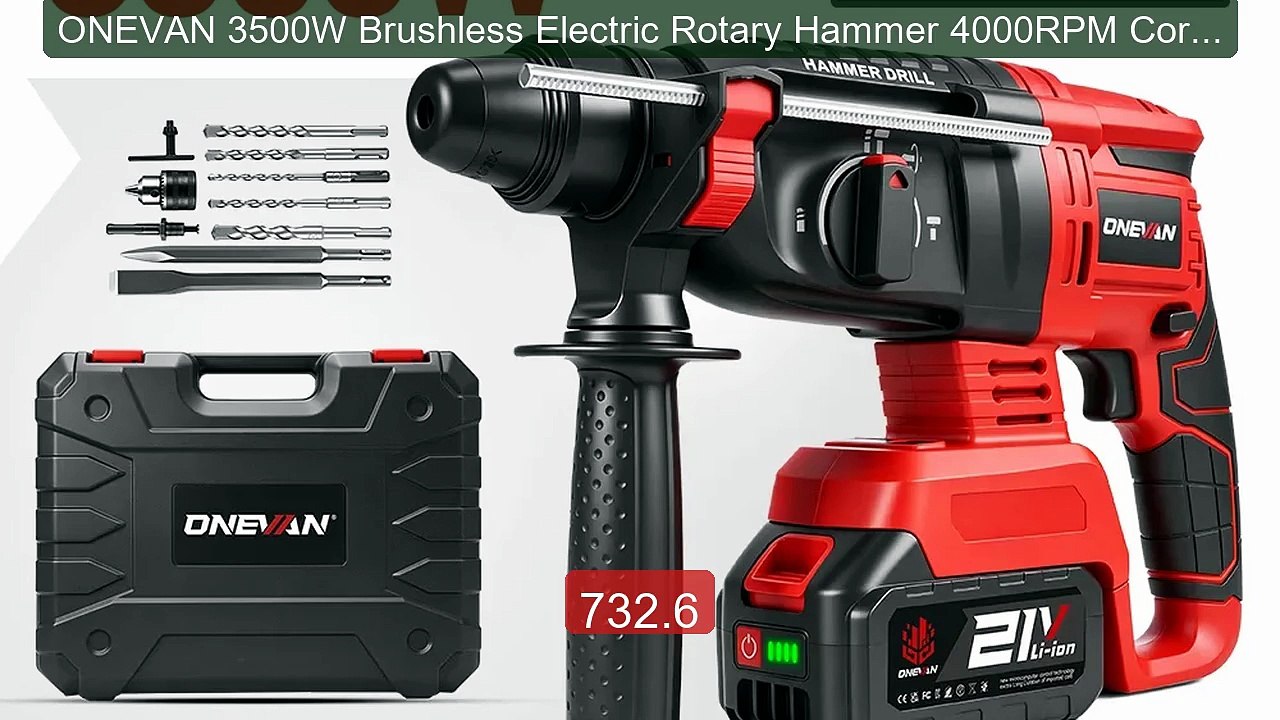 ONEVAN 3500W Brushless Electric Rotary Hammer 4000RPM Cordless Por... -- Best Deal 2026 | Shop Now!