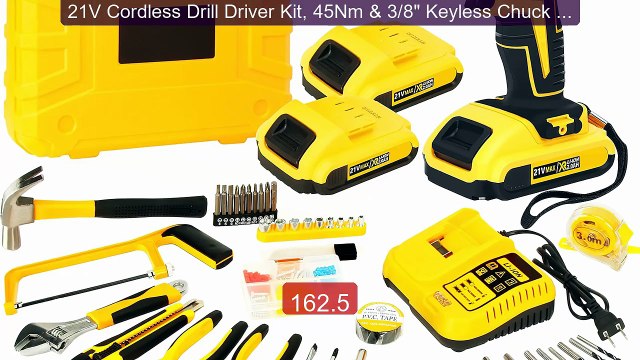 21V Cordless Drill Driver Kit, 45Nm & 3/8 Keyless Chuck 25+3 Clutc... Top Rated 2026 | Buy Now!