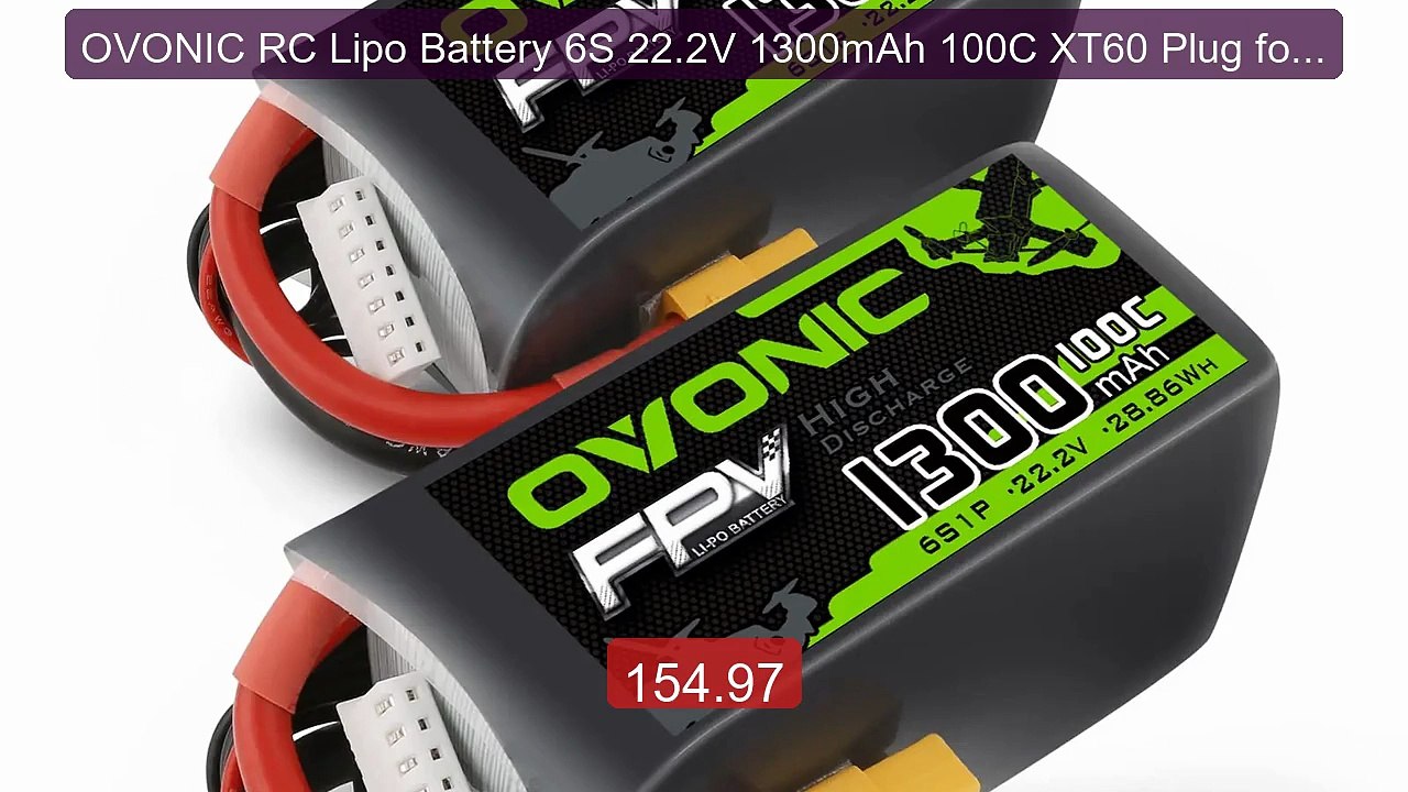 OVONIC RC Lipo Battery 6S 22.2V 1300mAh 100C XT60 Plug for FPV RC A... -- Top Rated 2026 | Buy Now!