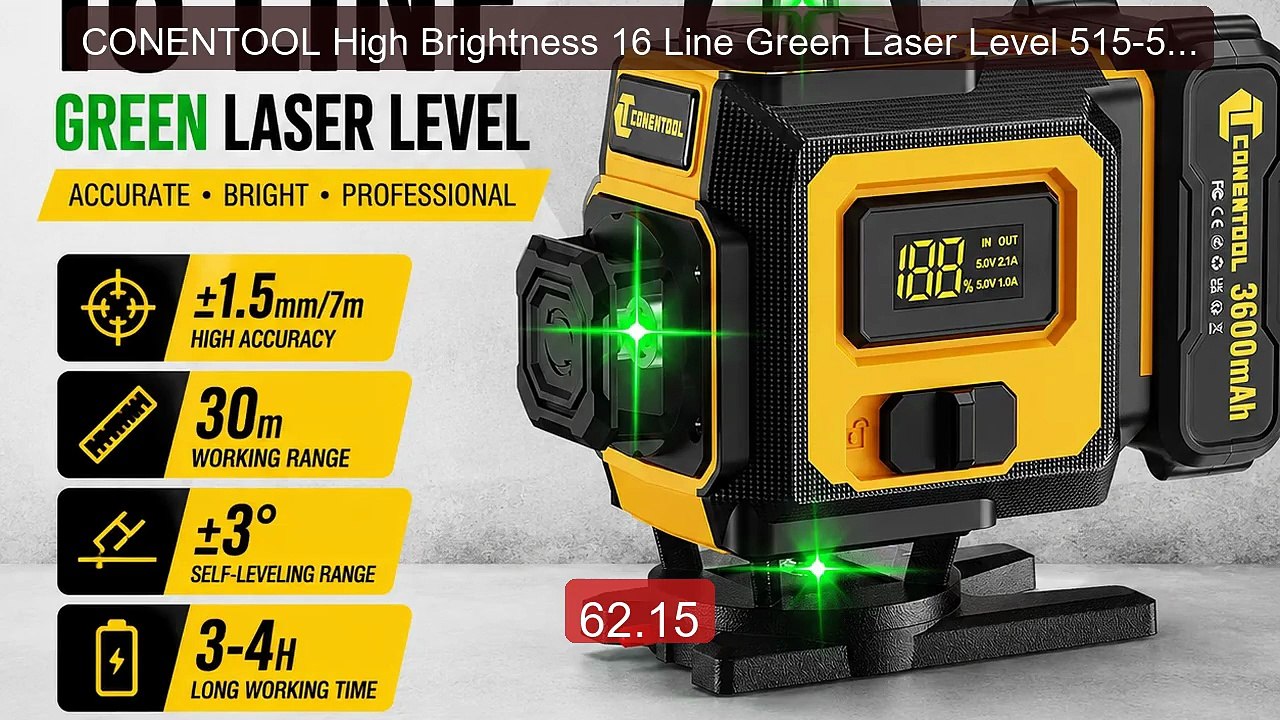 CONENTOOL High Brightness 16 Line Green Laser Level 515-535nm ... -- Hot Deal 2026 | Limited Offer!