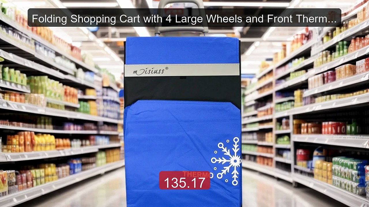 Folding Shopping Cart with 4 Large Wheels and Front Thermal Bag, Me... -- Top Rated 2026 | Buy Now!
