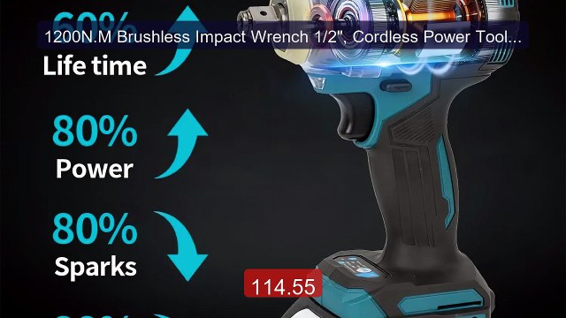1200N.M Brushless Impact Wrench 1/2 , Cordless Power Tool K... Top Pick 2026 | Unbeatable Price!