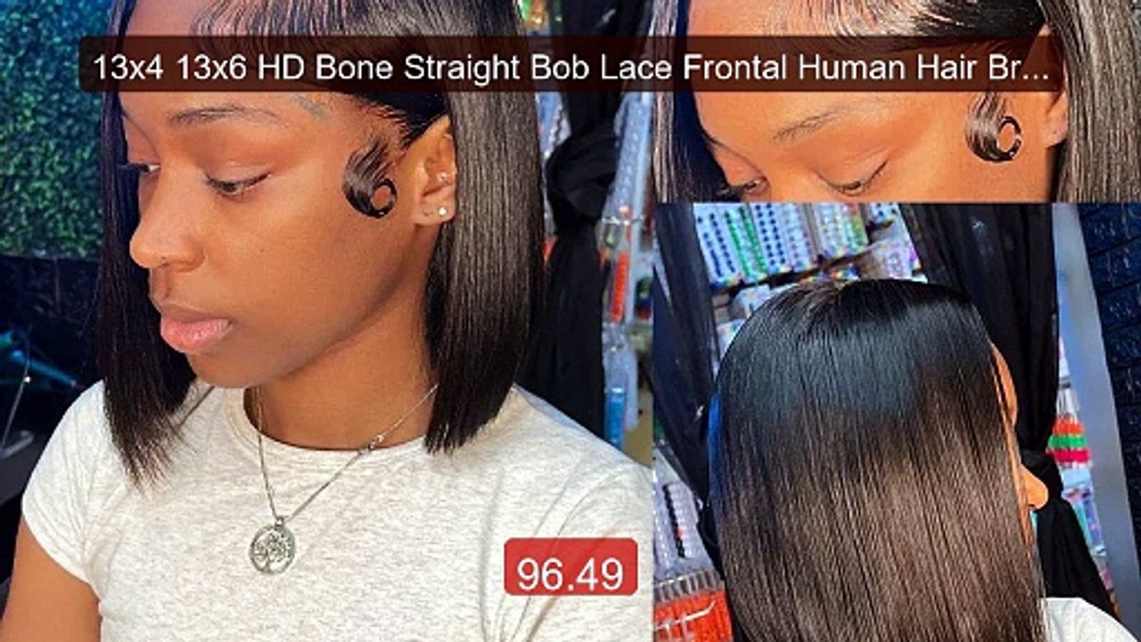 13x4 13x6 HD Bone Straight Bob Lace Frontal Human Hair Brazili... -- Best Buy 2026 | Great Quality!