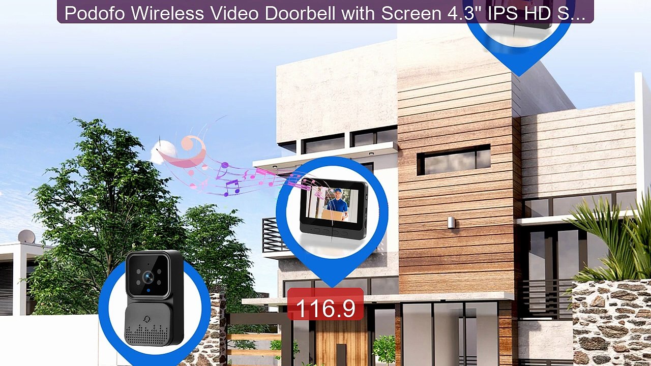 Podofo Wireless Video Doorbell with Screen 4.3'' IPS HD Smart ... -- Best Buy 2026 | Great Quality!