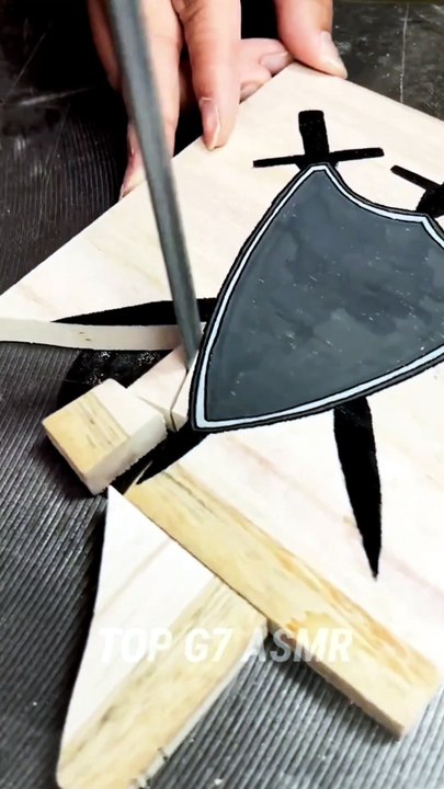 ​Deeply Relaxing Wood Carving Art: Cool Shield Icon Drawing 🛡️ | Top G7 ASMR