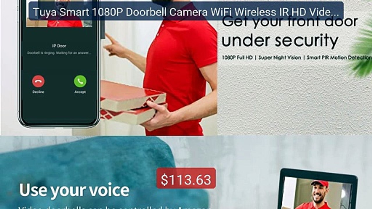 Tuya Smart 1080P Doorbell Camera WiFi Wireless IR HD Video Door Bel... -- Top Rated 2026 | Buy Now!