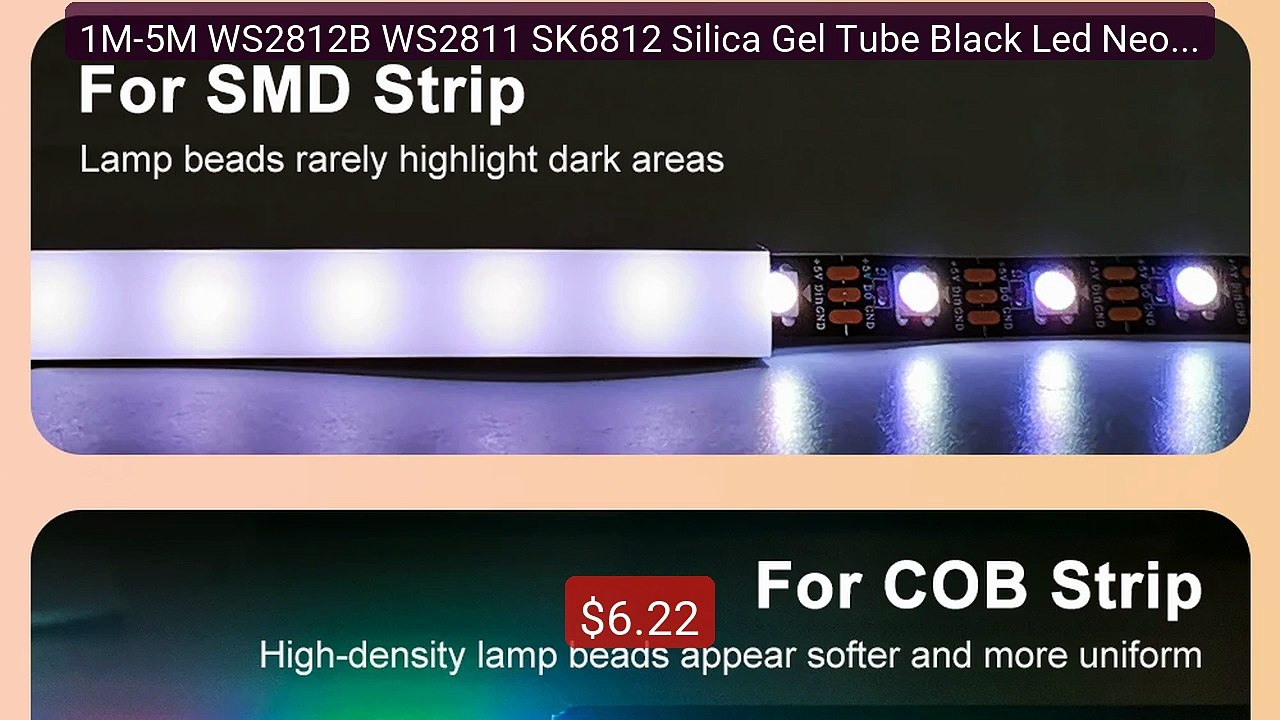 1M-5M WS2812B WS2811 SK6812 Silica Gel Tube Bla...