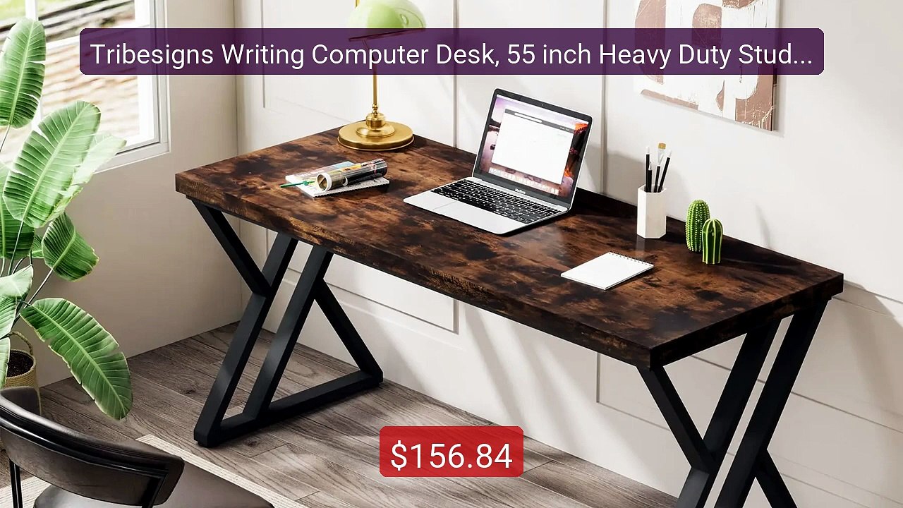 Tribesigns Writing Computer Desk, 55 inch Heavy Duty Study Desk wit... -- Top Rated 2026 | Buy Now!