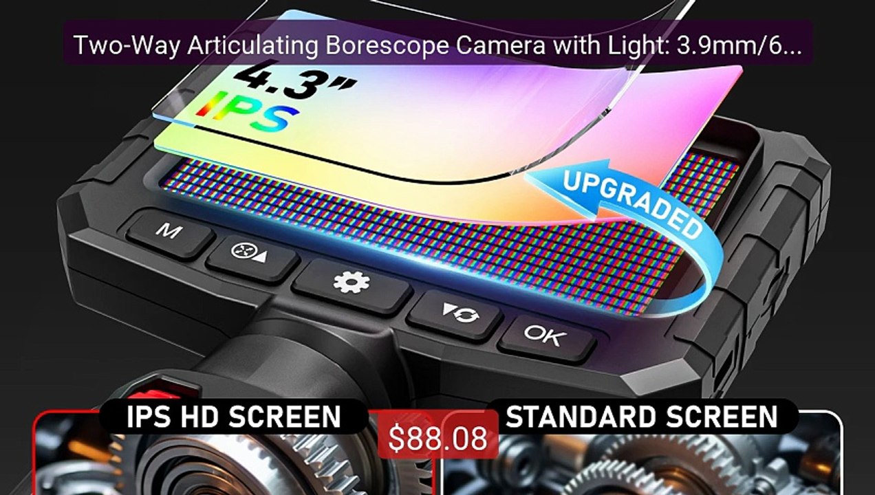 Two-Way Articulating Borescope Camera with Light: 3.9mm/6mm In... -- Hot Deal 2026 | Limited Offer!